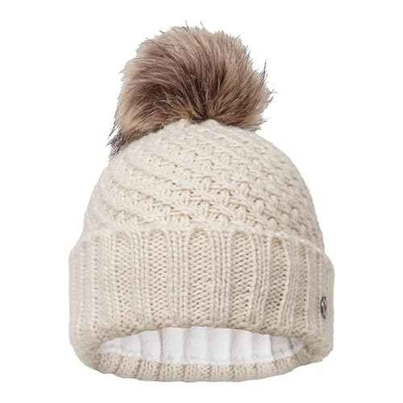 Roxy Women's Blizzard Beanie - Chunky Knit Winter Hat with Faux Fur Pom, Fleece-Lined