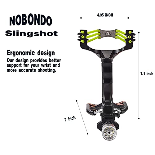 NOBONDO Strong Folding Slingshot - Powerful Adjustable Slingshot Rocket with Wrist Brace Hunting Survival Catapult with 2 Rubber Bands and 100 Ammo Balls