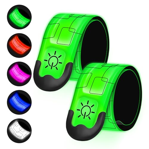2PCS LED Armband for Running Walking at Night, High Visibility Reflective Running Gear Rechargeable LED Armband Light Up Arm Bands for Men Women Kids Night Cycling Walking Joggers Running Safety Gear