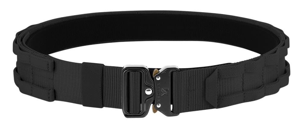 KRYDEX Quick Release Rigger MOLLE Belt 1.75 Inch Inner & Outer Tactical Heavy Duty Belt (BK, Medium)