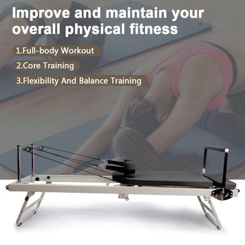 ARKANTOS Foldable Pilates Reformer, Pilates Machine, Pilates Equipment for Gym Workout and Home Use, Suitable for Intermediate and Beginners Users (Black)