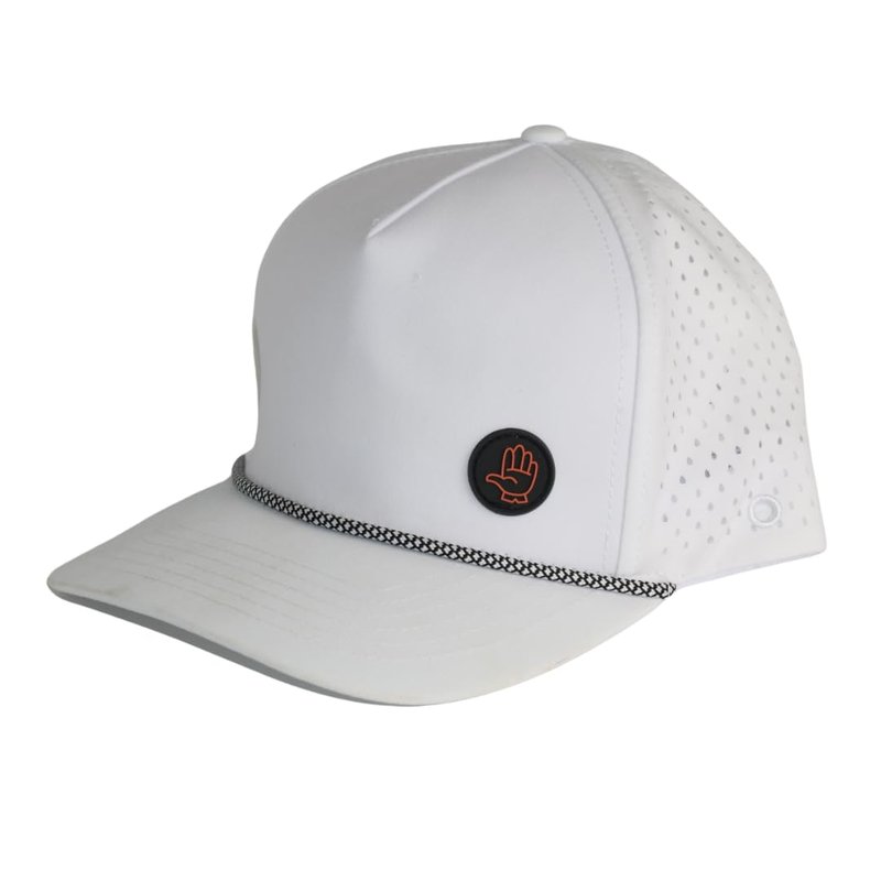 Glove Caddy Pro TechHat: Integrated Magnet with Ball Marker and Hidden Tee Storage (Polyester, White)