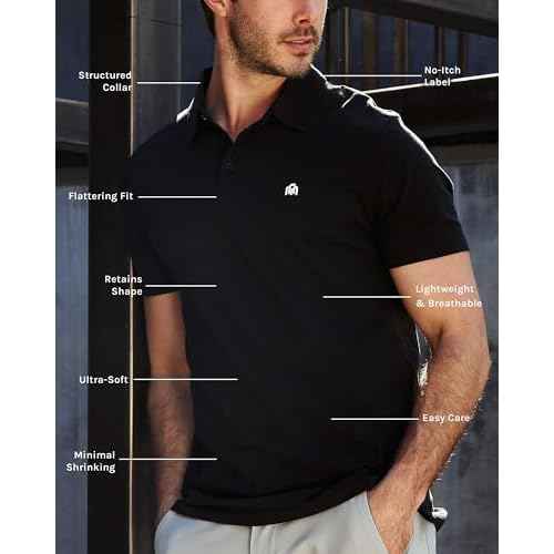 INTO THE AM Men's Polo Shirts - Fitted Short Sleeve Collar Shirt for Men S - 4XL