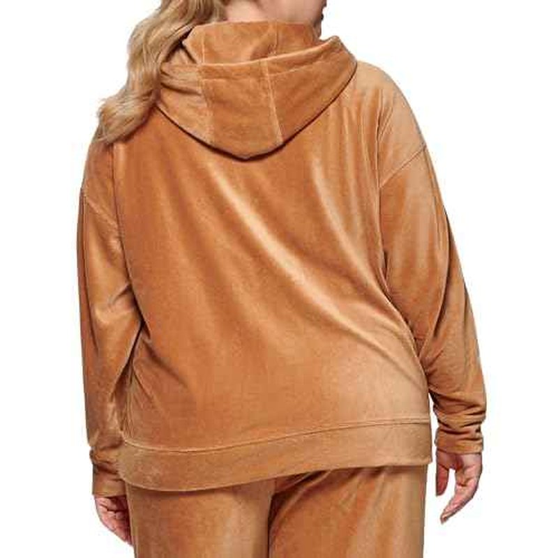 Calvin Klein womens Logo Tape Micro Rib Velour Pullover
