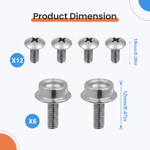 18 pcs Stainless Steel Helmet Visor Screws for Football Baseball Hockey Helmets