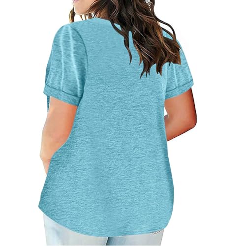 Today Deals Plus Size Tops for Women Summer Short Sleeve T Shirts Sexy V Neck Comfy T-Shirts Tunic Casual Loose Soft Tee Shirt