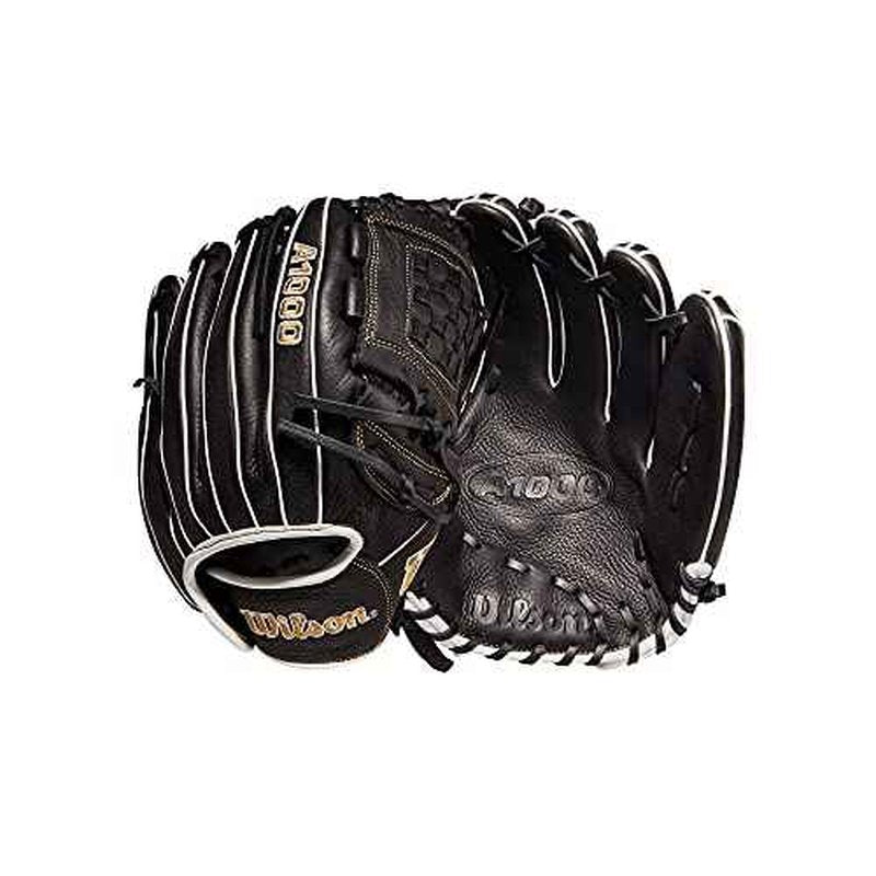 Wilson 2022 A1000 P12 12" Fastpitch Pitcher's Glove - Left Hand Throw, Black/Metallic Gold/White