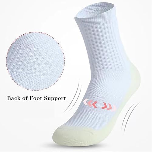 6 Pairs 4-12 Years Old Kids Soccer Grip Socks Anti Slip Athletic Socks Cushioned Football Crew Socks for Teens Boys