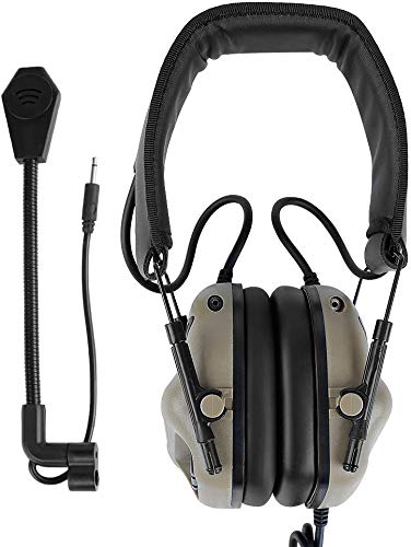 ATAIRSOFT Tactical Headset Wargame Hunting Headphone Without Noise Cancellation Function (Tan)