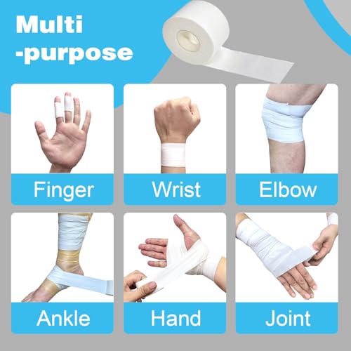 Premium Sports Tape Athletic, 2 Rolls White Adhesive Tape Medical for Injuries, Strong Sport Bandage Wrap Tape No Glue Residue Easy to Tear for Boxing Training Gymnastics, 1.5 in x 30 ft