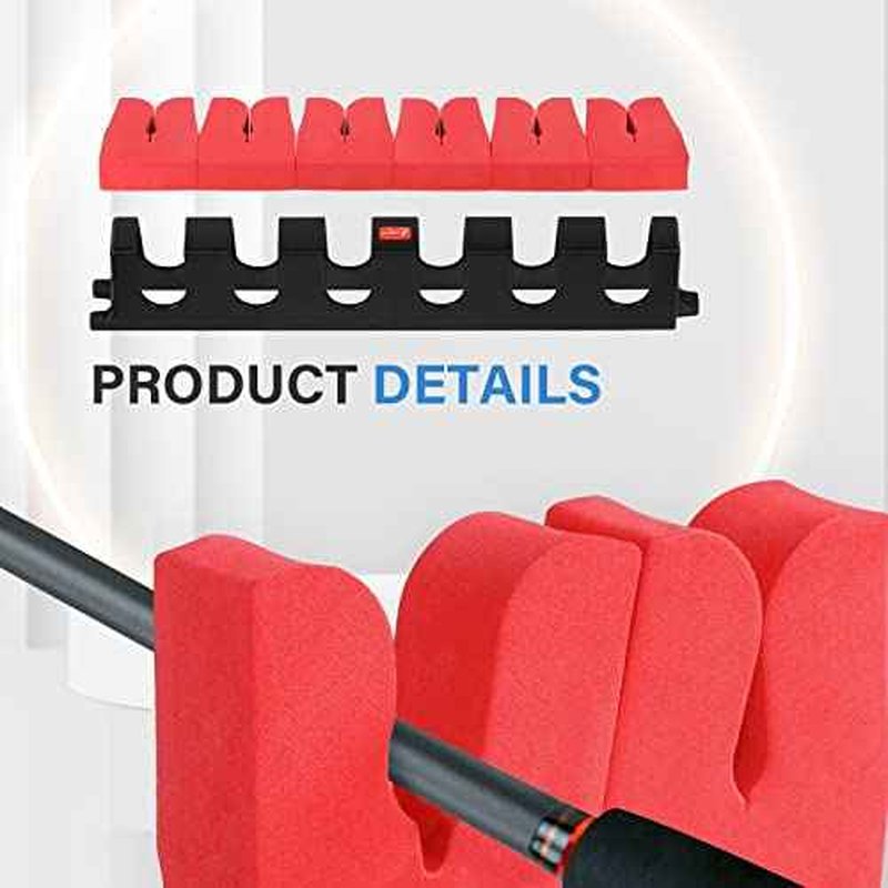 Simple Deluxe Horizontal Fishing Rod Holders Wall-Mounted - Upgraded Fishing Rod Rack Great Fishing Pole Holder for Garage, Fishing Rod Rack Red
