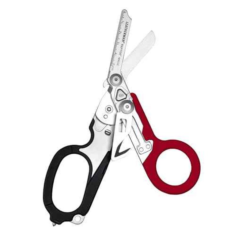 LEATHERMAN, Raptor Rescue, 6-in-1 Heavy-Duty Emergency/Trauma Shears with Carbide Glass Breaker & Strap Cutter, Made in the USA, Utility Sheath Included Red/Black, With Utility Holster