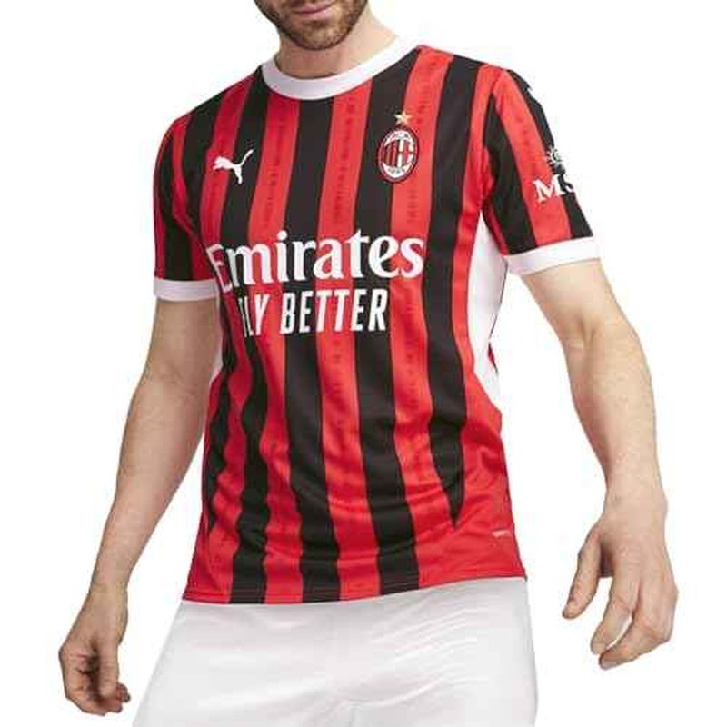 PUMA Mens Ac Milan Home Crew Neck Short Sleeve Jersey Casual - Red