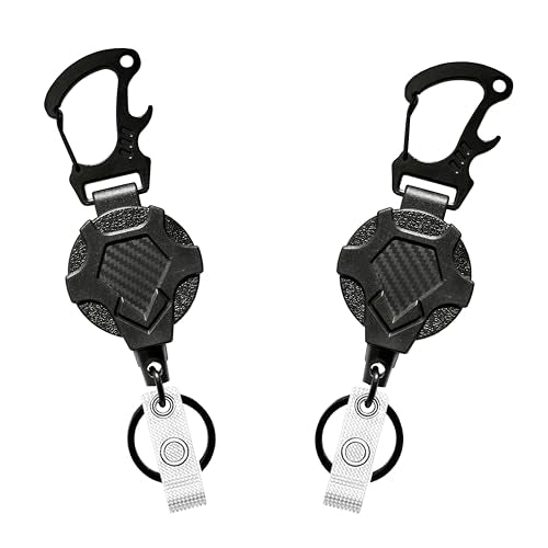 Retractable Keychain Lanyard Heavy Duty,Badge Holder Reel,Durable Pull Badge Reels Key Holder with 32¡± Steels Cord, 9.0oz (new 2-pack)