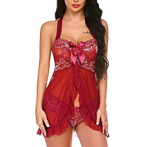 Generic lingerie for women sexy naughtyLace Lingerie for Women Front Closure for Sex Babyboll for Sex Naughty See Through Teddy Pajamas Cute Honeymoon Nightwear, 3X-Large, 8#red