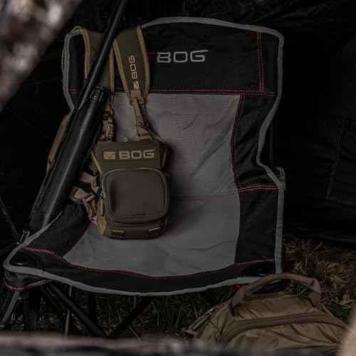 BOG 4 On The Floor Ground Blind Chair with Rugged Construction, Aluminum Frame, Extended Seat Area, Quiet Setup, Breathable Textilene Fabric, and Carry Bag for Hunting, Shooting, Sports, and Outdoors