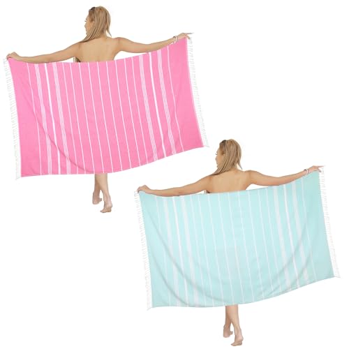 Beach Towel 2 Pack,Sand Free Beach Towels Oversized 39 x 72,Turkish Beach Towel Quick Dry Towel,Lightweight Pool Towels for Adults Travel Towel,Super Absorbent Towels Beach Essentials