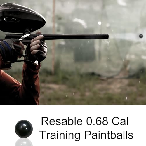 125 X .68 Cal Rubber Balls, Reusable Paintballs for Self Defence, Less Lethal Shooting Training Practice Solid Balls 0.68 Calibre, Black (125 pcs)