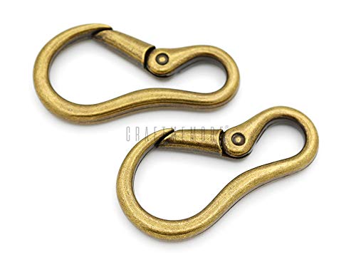 CRAFTMEMORE 2pcs 2 Inches Carabiner Spring Snap Hook Paracord Camping Keychain Accessories Push Gate Spring Clips HR8 (Antique Brass)