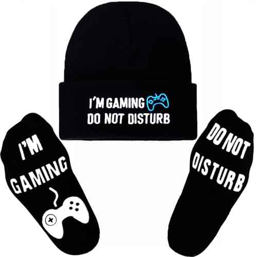 Do Not Disturb Gaming Socks Black Beanie Hat Father¡¯s Day Gamer Gifts for Teens Boys Men Kids