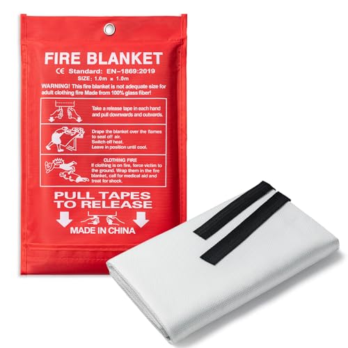 BOOMIBOO Emergency Fire Blanket for Home and Kitchen-1 Pack-High Heat Resistant Fire Suppression Blanket Fiberglass Flame Retardant Safety Blankets for Camping Office School Warehouse (39.4" x 39.4")