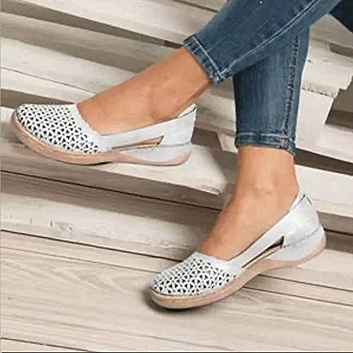 AMDBEL Sandals for Women 2024 Hollow Out Orthopedic Sandals Breathable Closed Toe Comfortable Low Wedge Sandals Slip-on Shoes