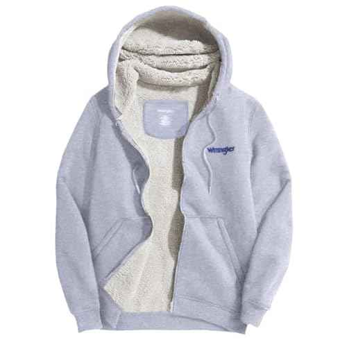 Wrangler Hoodies for Men Big and Tall - Sherpa Lined Zip Up Sweatshirt