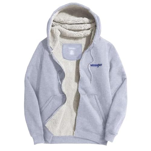 Wrangler Hoodies for Men Big and Tall - Sherpa Lined Zip Up Sweatshirt