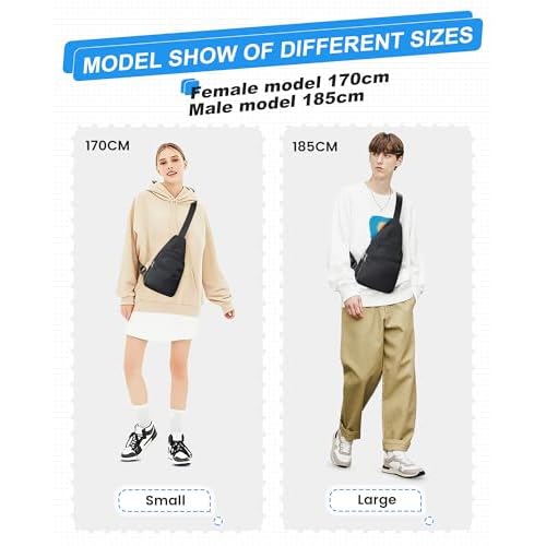 Small Black Sling Crossbody Bag for Men Women, Shoulder Daypack Mini Anti-Theft Cross Body Motorcycle Chest Bags, Small One Strap Fanny Back Pack for Casual Travel Hiking Sport Gym