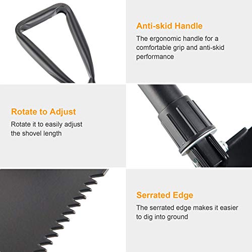 DARTMOOR Mini Folding Shovel High Carbon Steel, Portable Lightweight Outdoor Tactical Survival Foldable Mini Shovel, Entrenching Tool, Camping, Hiking, Digging, Backpacking, Car Emergency