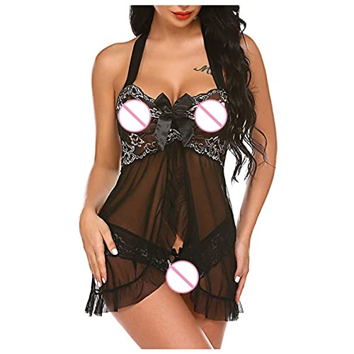 womens lingerie sexyLace Lingerie for Women Front Closure for Sex Babyboll for Sex Naughty See Through Teddy Pajamas Cute Honeymoon Nightwear