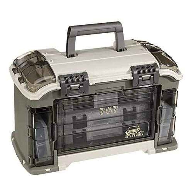 Plano Elite Series Ultimate Angled Tackle System, Graphite & Sandstone, Includes 6 StowAway Utility Boxes, Premium Tackle Storage for Fishing Gear and Accessories, Waterproof Case