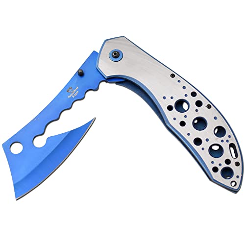 Snake Eye Tactical 12" Jumbo Huge Heavy Duty Ultra Smooth One Hand Opening Folding Pocket Knife Limited Edition Collectors Knife - Ideal for Recreational Work Hiking Camping (Blue)