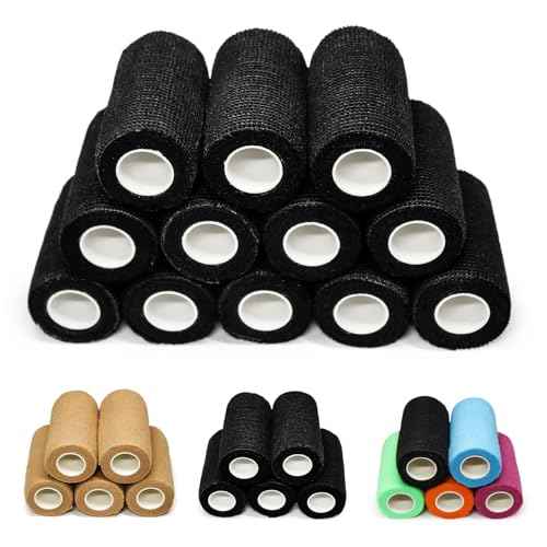 OZER 12 Pack 4 Inch x 5 Yards Self Adhesive Bandage Breathable Cohesive Bandage Wrap Rolls Elastic Self-Adherent Tape for Stretch Athletic,Sports,Wrist, Ankle