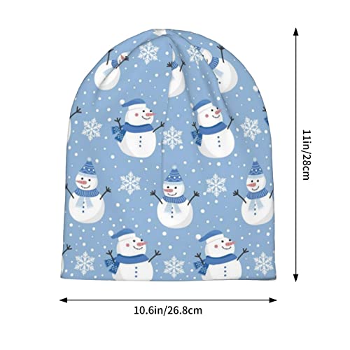 LAIPUTER Christmas Cute Snowman Beanie Standard Closed Chemo Knitted Hats Baggy Slouchy Skull Cap Cancer Headwear for Women Men