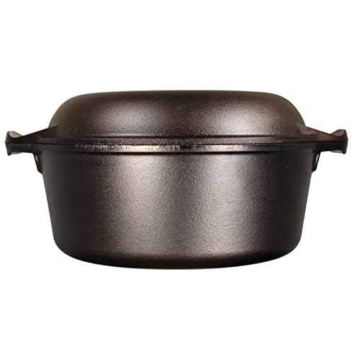 Lodge 5 Quart Cast Iron Double Dutch Oven ? Pre-Seasoned ? Lid Converts to 10.25" Skillet ? PFAS-Free ? Made in USA ? Dual Handles ? Oven, Grill, Campfire & Stovetop Safe ? Durable & Non-Toxic