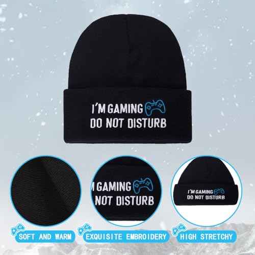 Do Not Disturb Gaming Socks Black Beanie Hat Father¡¯s Day Gamer Gifts for Teens Boys Men Kids