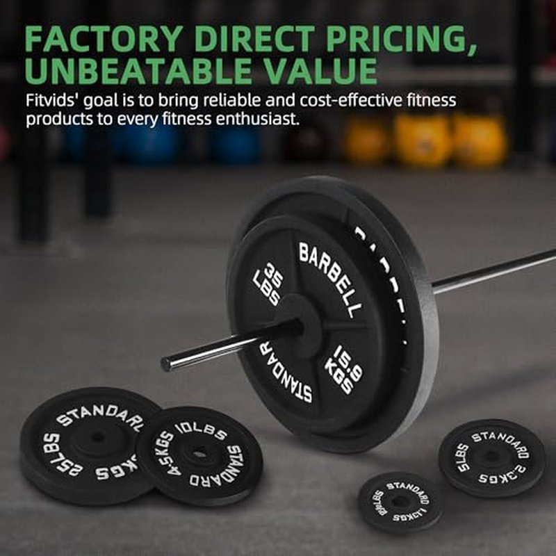 Fitvids 1-Inch Standard Cast Iron Weight Plate for Strength Training & Weightlifting, Multiple Sizes