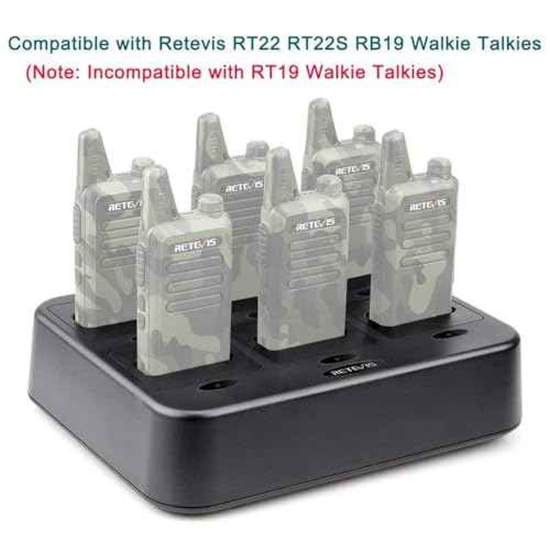 Retevis RT22 Walkie Talkie Charger, Six-Way Charger, Multi Unit Charging Station, Compatible with Retevis RT22 RT22S RB19 RB19P RB39 RB39P Walkie Talkie (1 Pack)