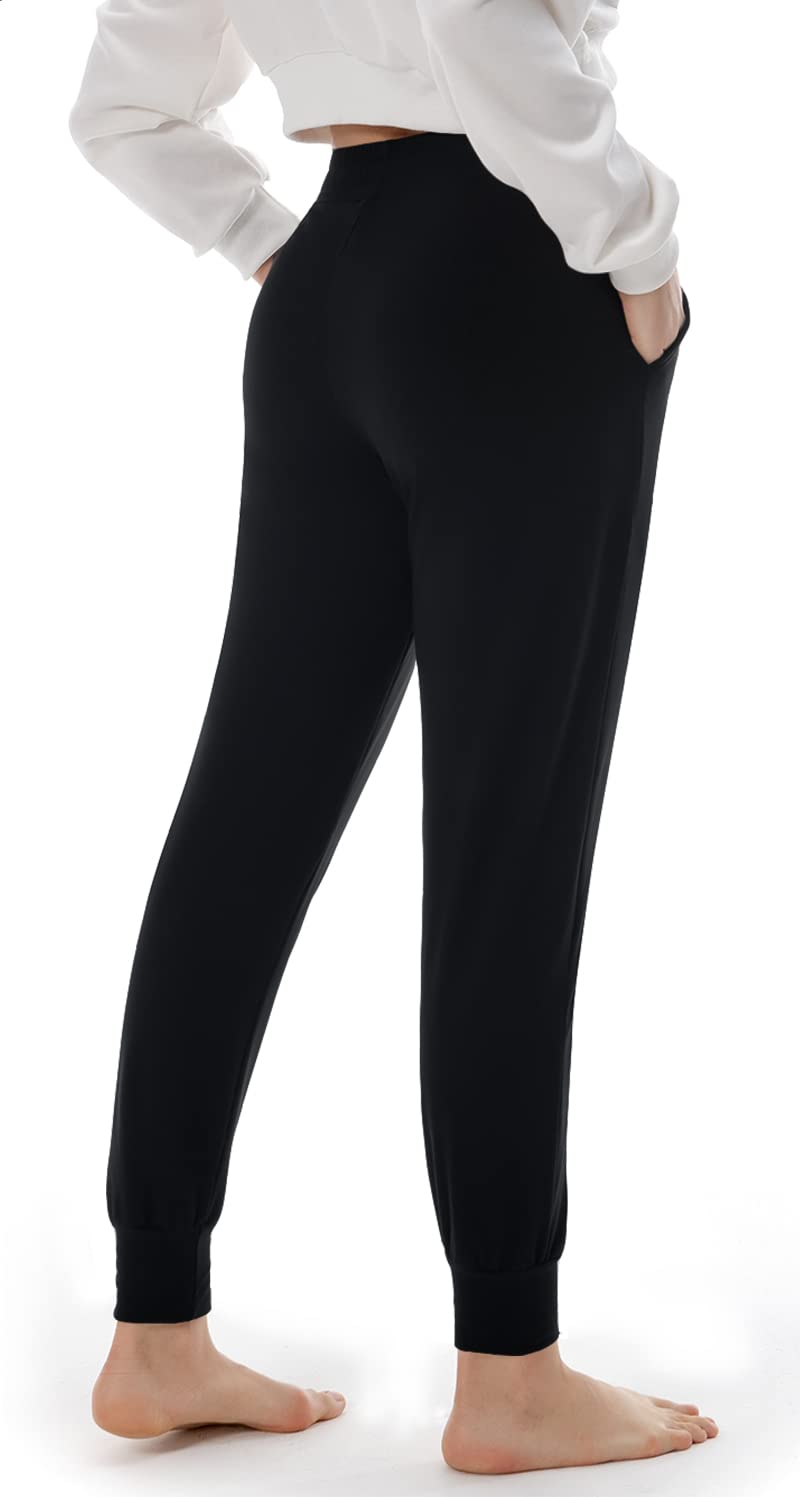 FULLSOFT Fleece Lined Sweatpants for Women-Thermal Athletic Joggers with Pockets Yoga Pants for Running Winter(Black,Large)