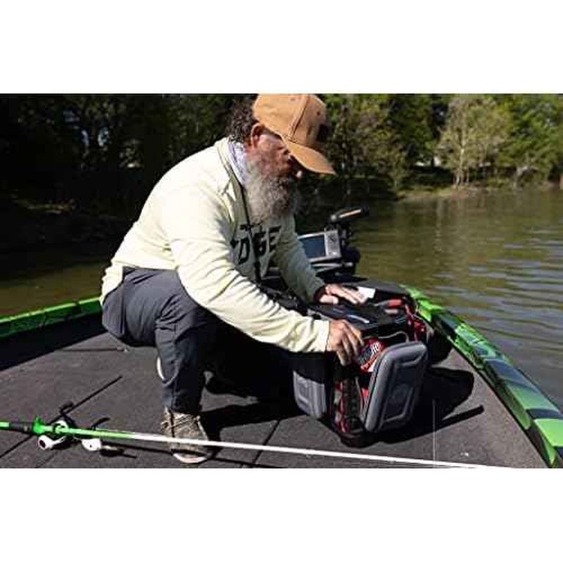 Plano KVD 3700 Signature Series Tackle Bag, Black with Red Accents, Water-Resistant TPE Coated Fabric, Premium Customizable Fishing Storage, Soft Tackle Bag
