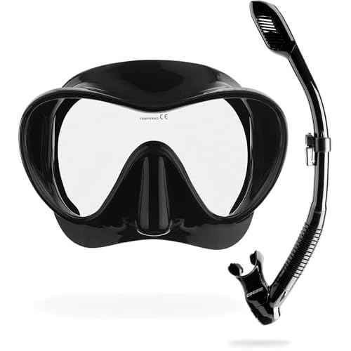 Cressi F1 & Supernova Dry Mask & Snorkel Kits, Black/Black