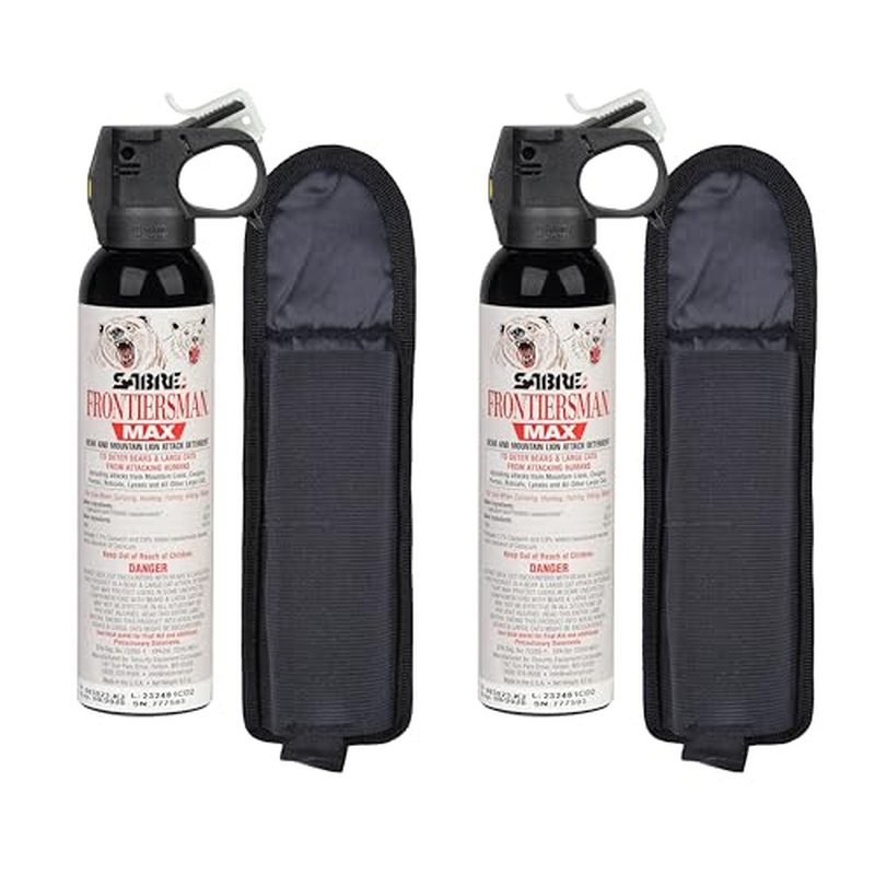 SABRE Frontiersman MAX Bear Spray ? 40 ft Range, Maximum Strength, The Only EPA-Registered Spray for Bears & Mountain Lions, 9.2 oz, Glow Safety Clip, Outdoor Hiking & Camping Protection