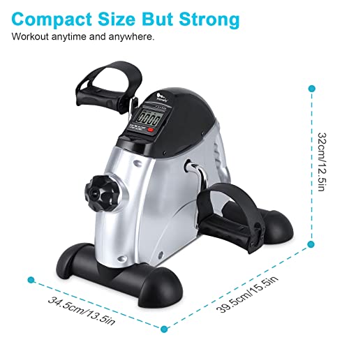 himaly Mini Exercise Bike, Under Desk Bike Pedal Exerciser Portable Foot Cycle Arm & Leg Peddler Machine with LCD Screen Displays