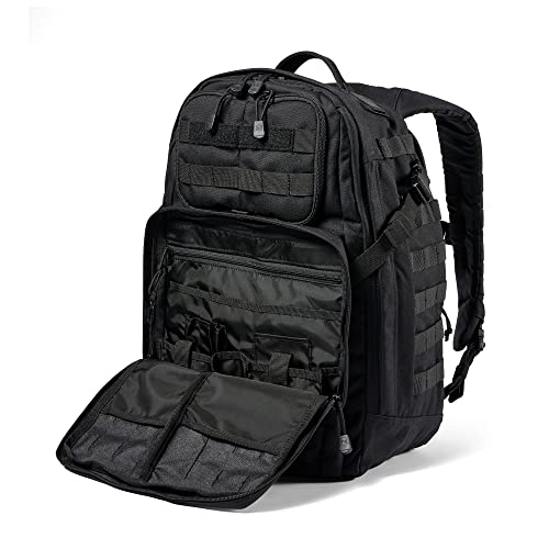 5.11 Tactical Backpack, Rush 24 2.0, Military Molle Pack, CCW with Multiple Compartments, 37 Liter, Medium, Style 56563, Black