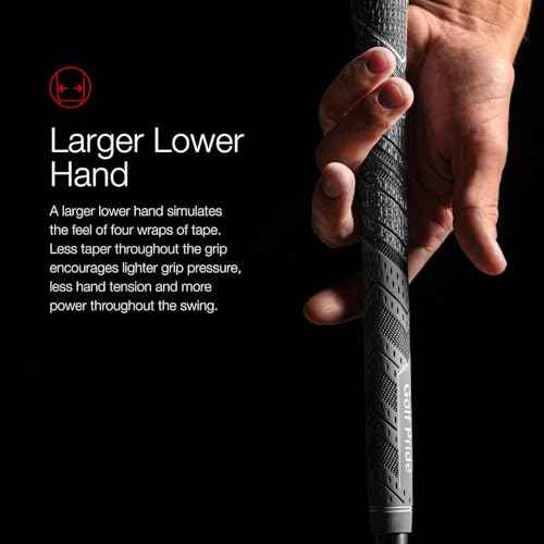 Golf Pride MCC Plus4 Golf Club Grip - All-Weather Hybrid Grip with Larger Lower Hand - Brushed Cotton Cord & Pebbled Texture - Grey/Red