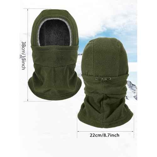 Geyoga Winter Fleece Balaclava Hat for Men Women Full Face Covering Scarf Hood Ski Mask with Drawstring