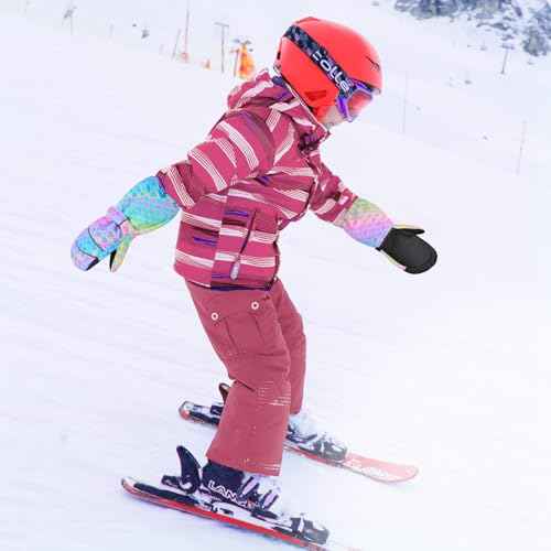Kids Gloves Winter Toddler Mittens Girls Snow Ski Glove Waterproof Warm Sherpa with Long Cuff Snowboard Gloves