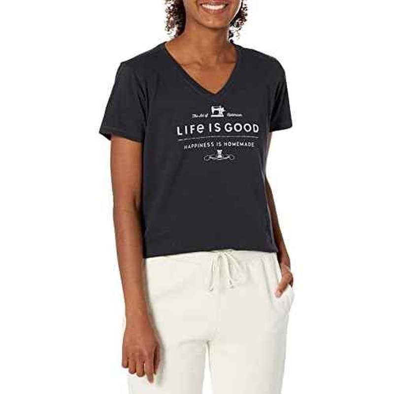 Life is Good Women's Crusher Tee, Short Sleeve Cotton Graphic T-Shirts, Happiness is Homemade