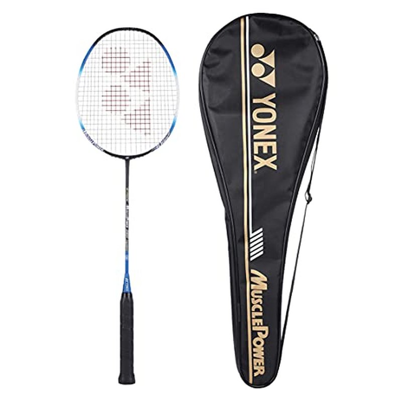 YONEX Muscle Power 22LT Carbon Graphite Strung Badminton Racket with Full Racket Cover (Black/Blue) | for Intermediate Players | 83 Grams | Maximum String Tension - 30lbs